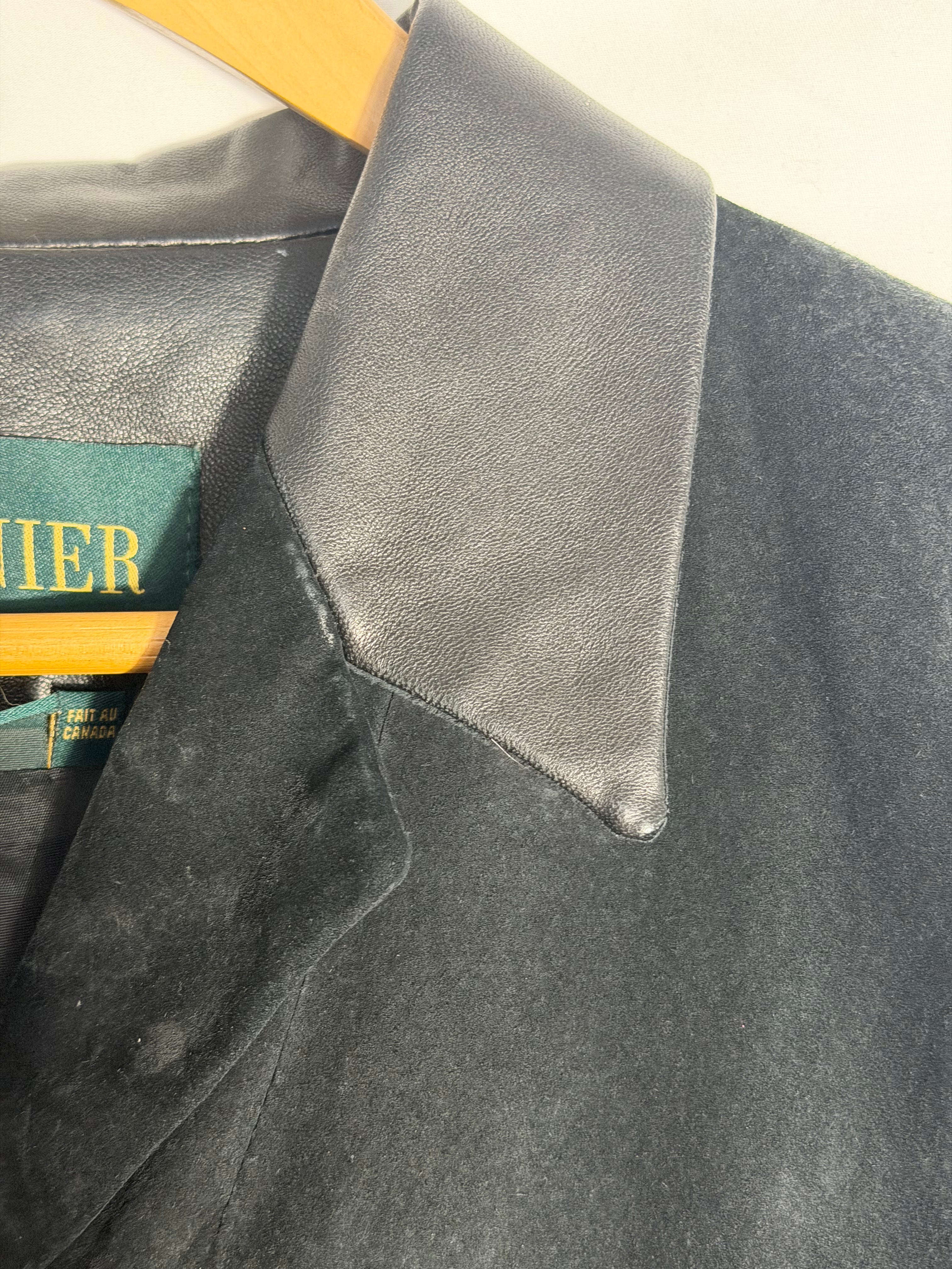 Vintage Danier Black Suede Jacket with Leather Collar