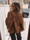 Vintage Buttery Tan Leather Western Fringe Jacket