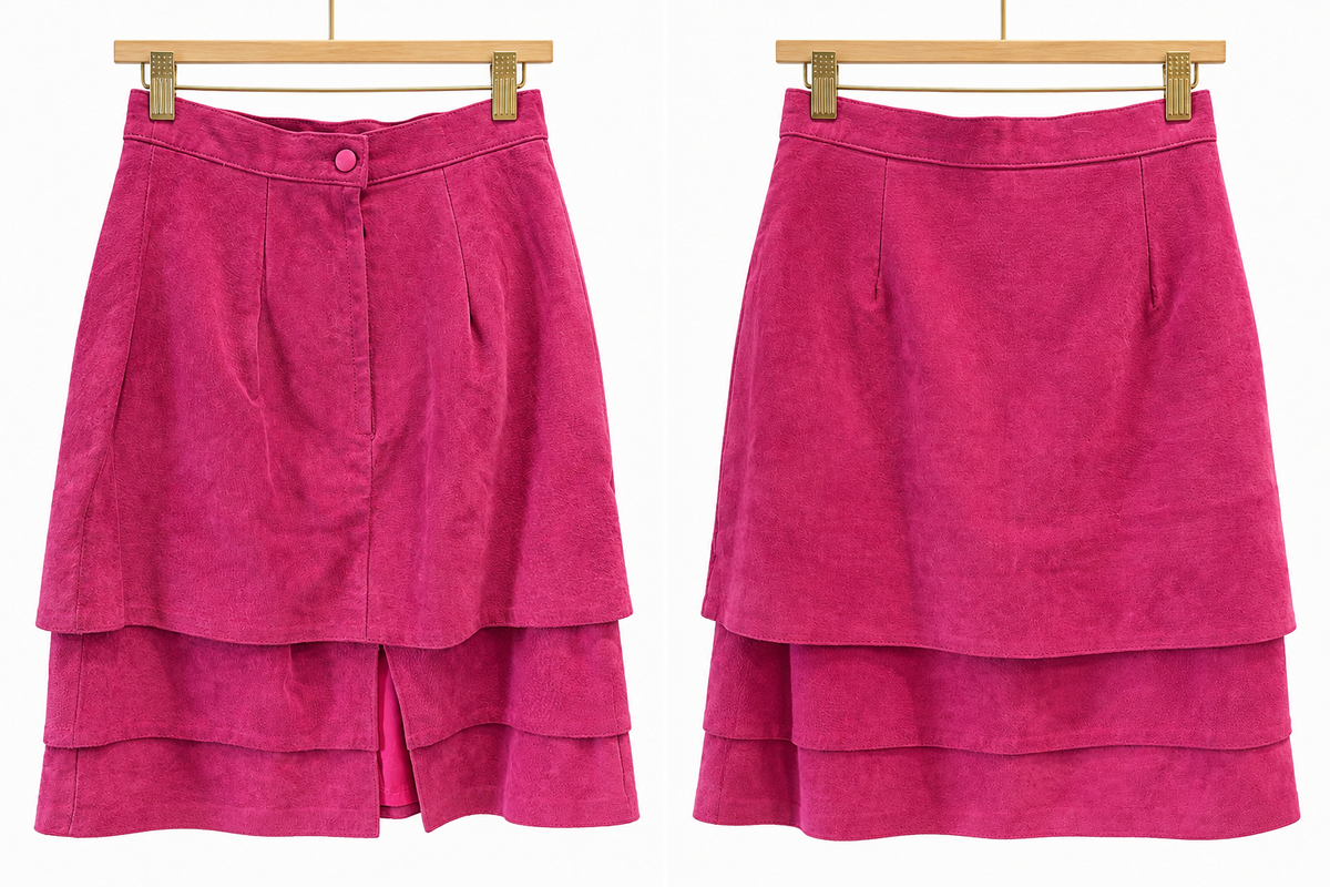 Vintage Fuchsia Pink Suede Skirt