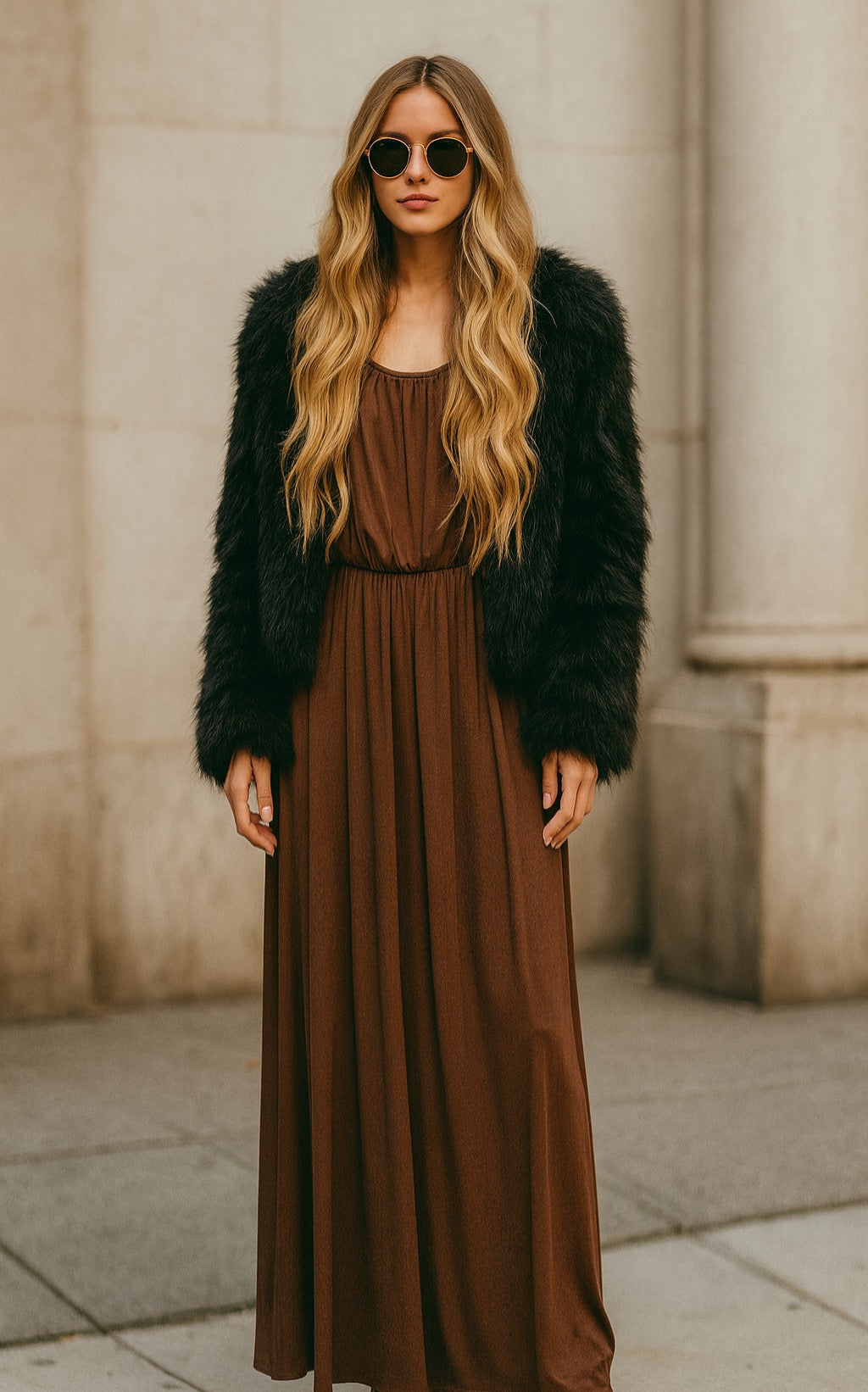 Chocolate Brown Boho Maxi Dress
