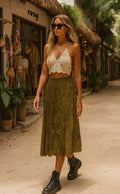 Boho Paisley Tulum Maxi Skirt
