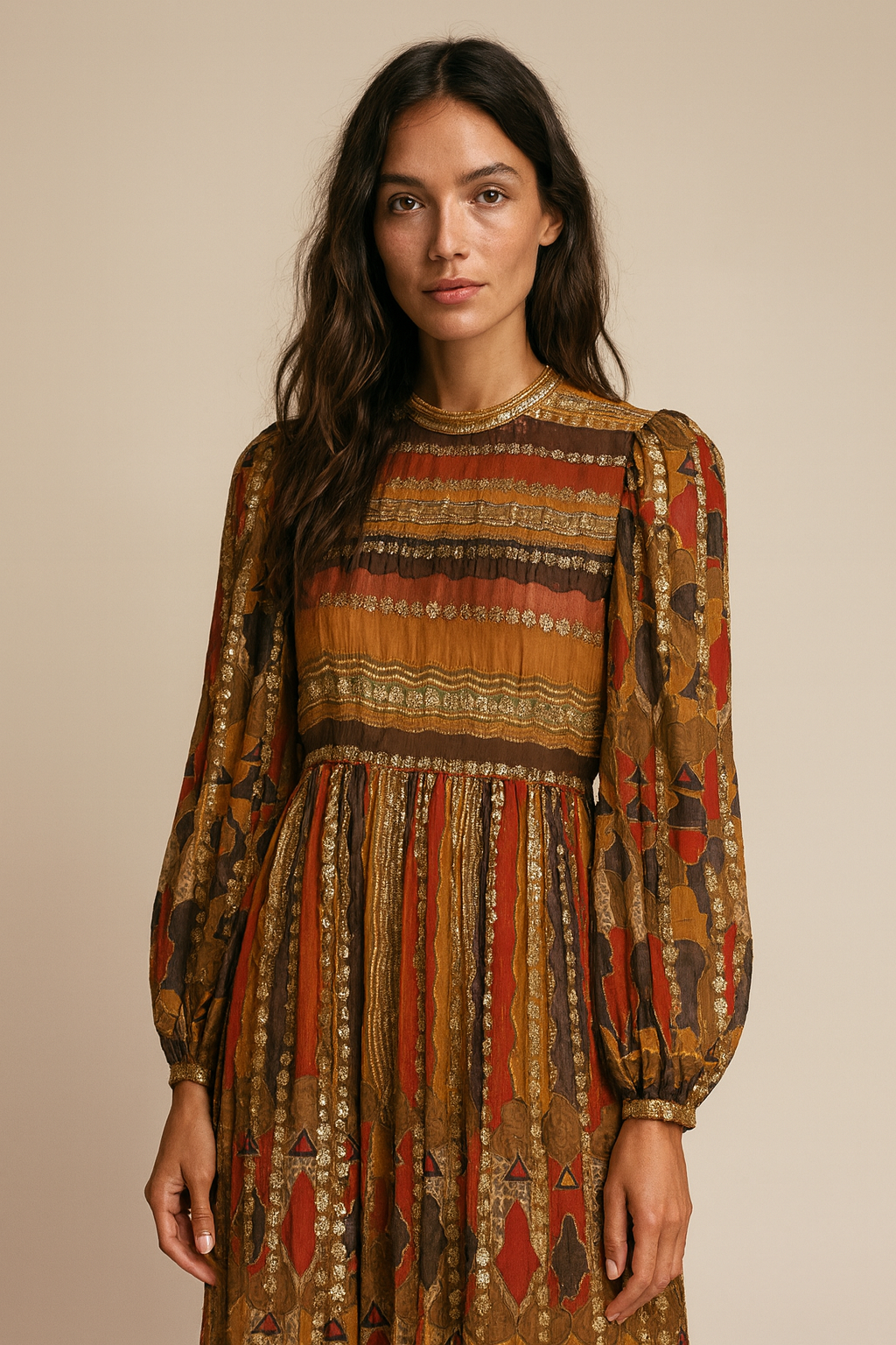 Vintage Chiffon Midi Dress