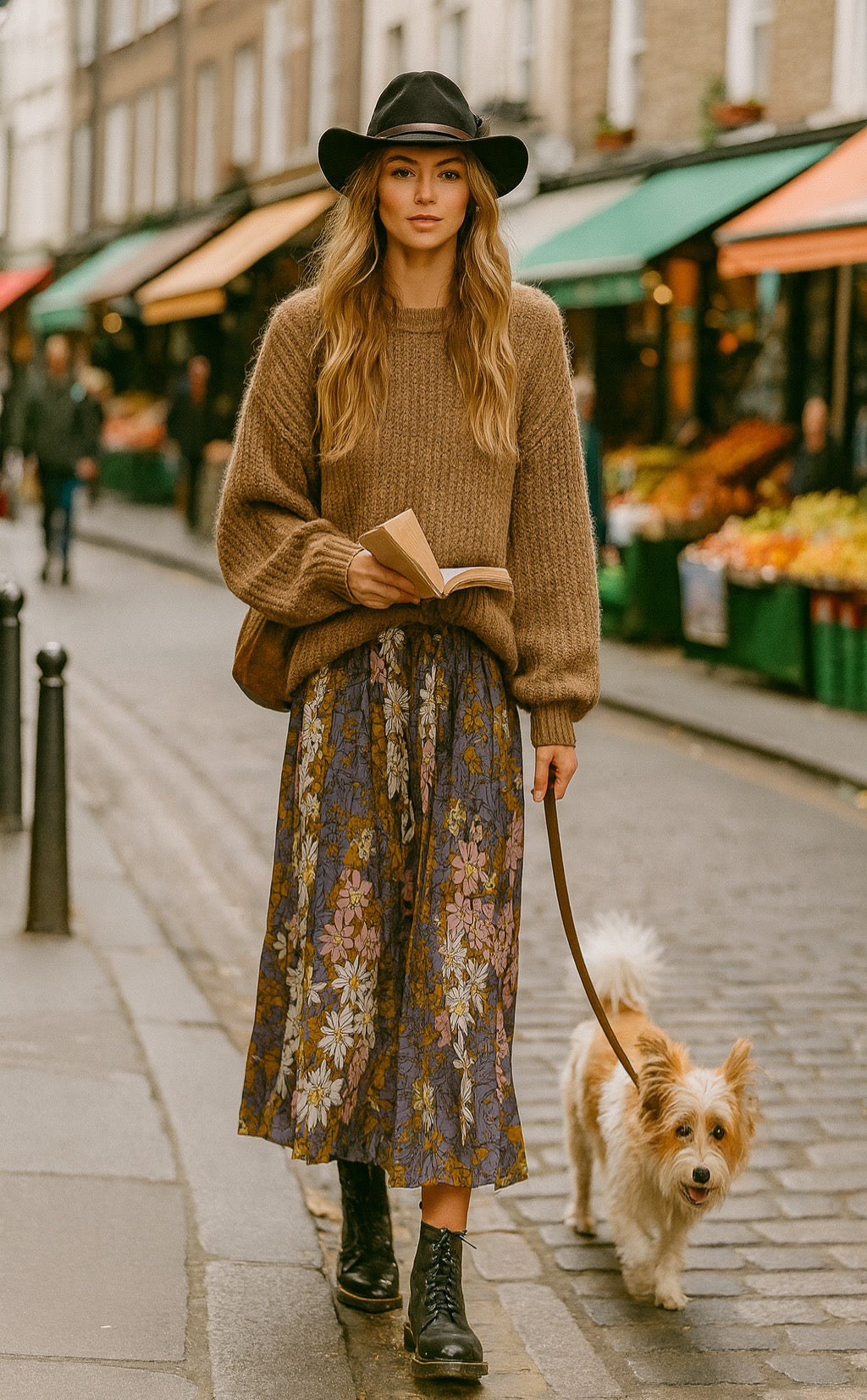 Floral Pleated Midi Skirt