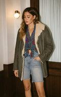 Vintage Napa Shearling Leather Coat with Beaded Detailing