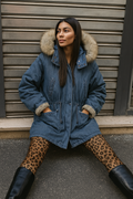 SLY Denim Parka with Real Fur Hood