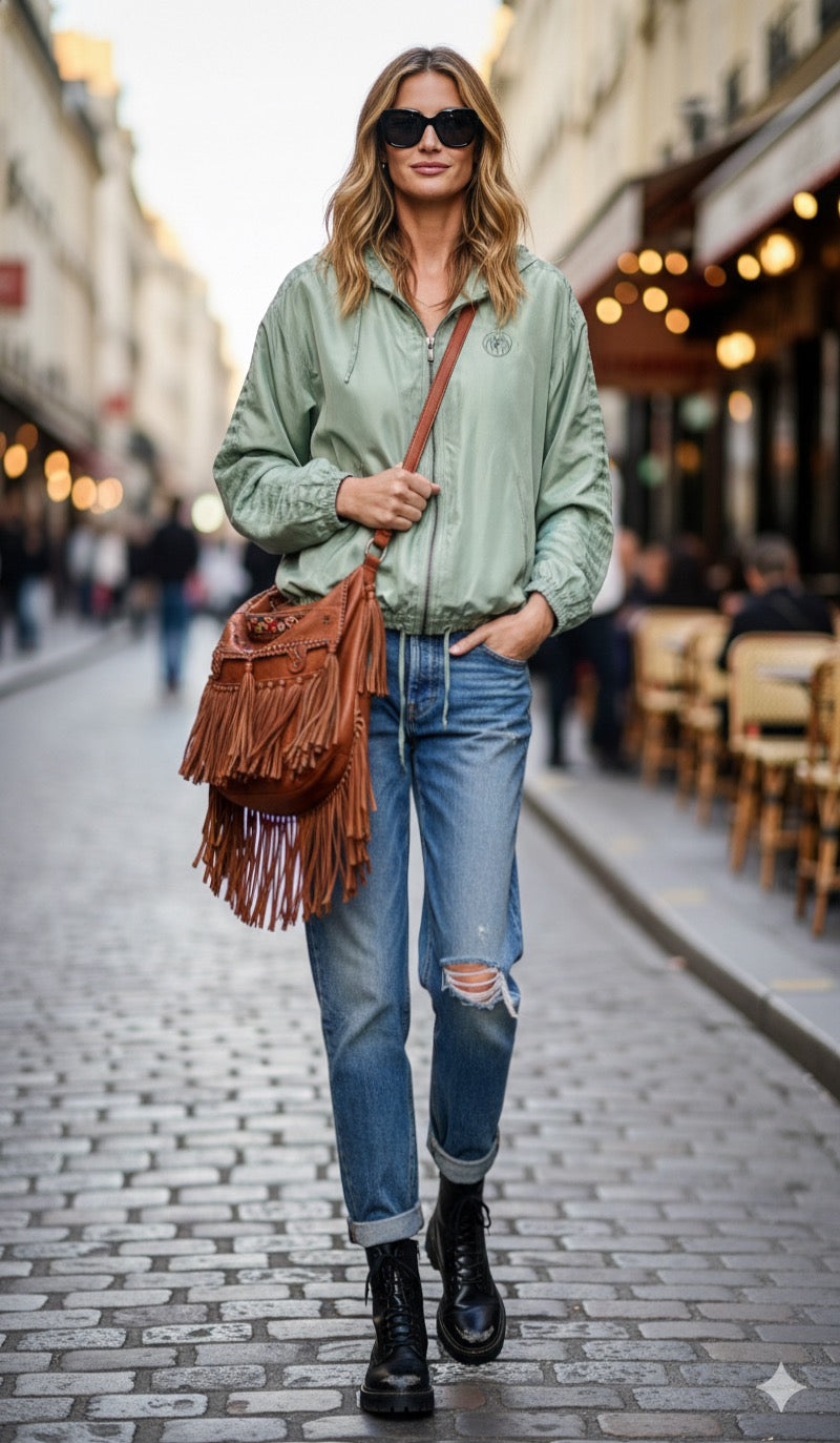 Vintage Sage Windbreaker Jacket