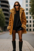 70s Caramel Faux Fur Slouch Hood Coat