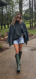Western Navy Blue Suede Fringe Jacket
