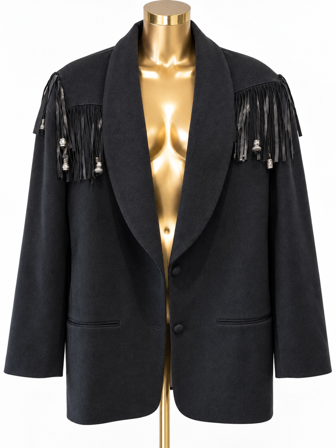 Western Boho Felt Blazer with Silver Beading