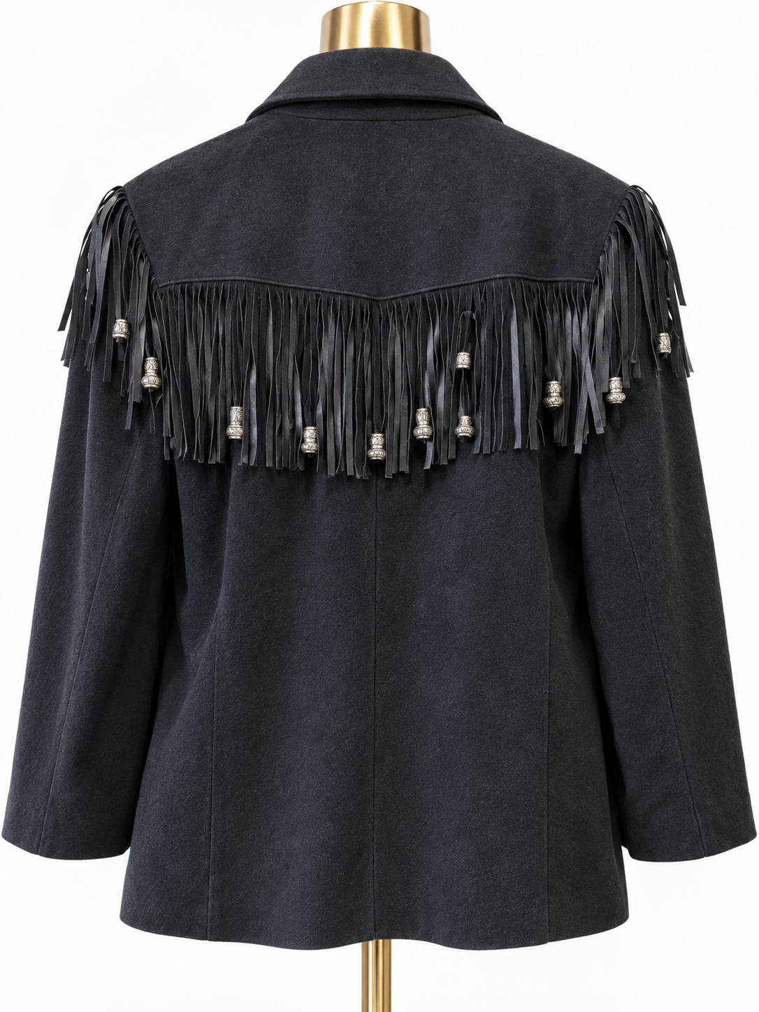 Western Boho Felt Blazer with Silver Beading