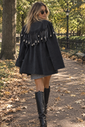 Western Boho Felt Blazer with Silver Beading