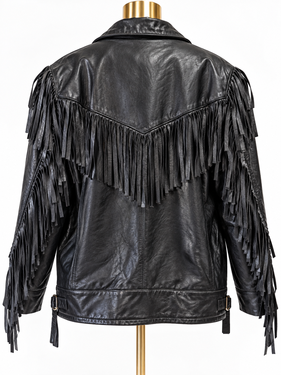 Vintage Western Black Leather Fringe Jacket