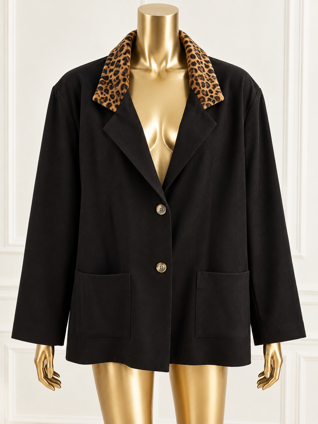 Vintage 90s Carroll Reed Leopard Collar Blazer