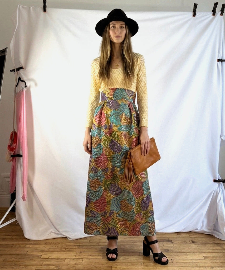 Vintage Textured Boho Maxi Dress