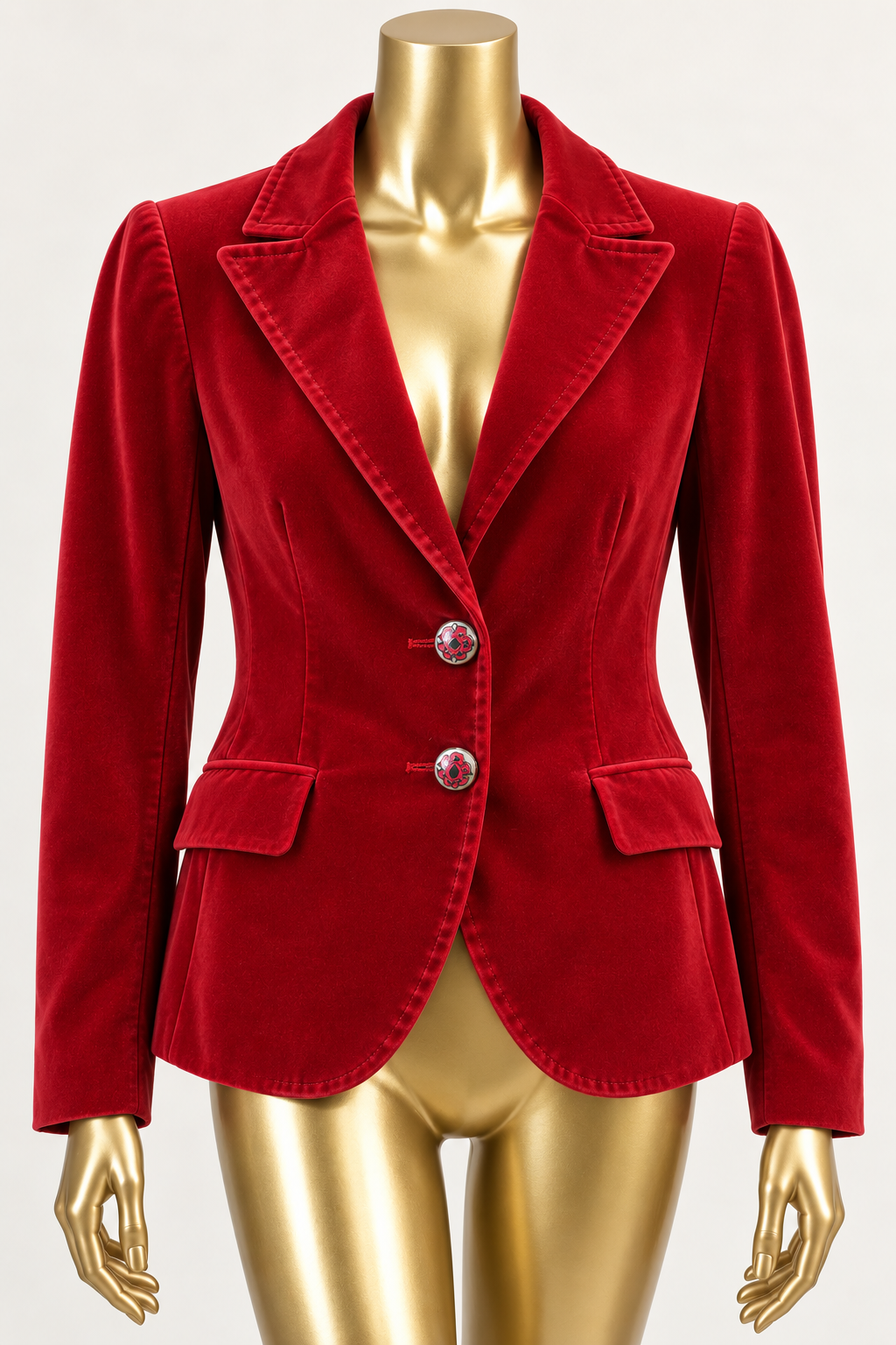 Vintage Etro Red Velvet Fitted Blazer
