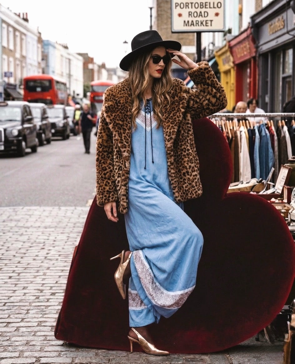 Vintage Boho Lace Trim Maxi Dress