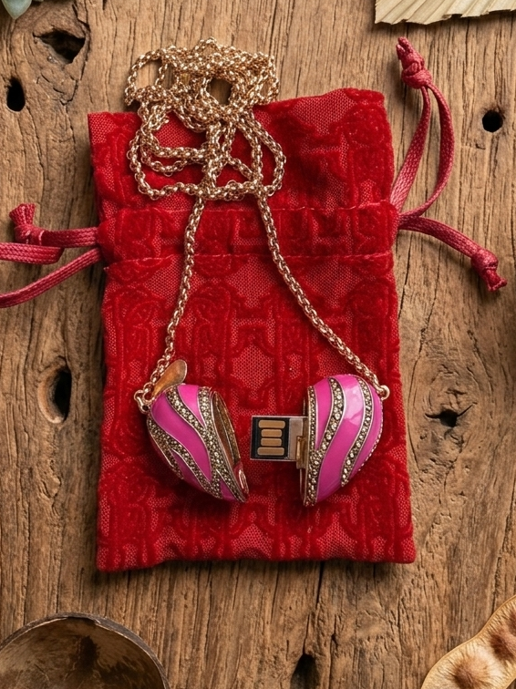 Roberto Cavalli Pink Enamel Heart Necklace