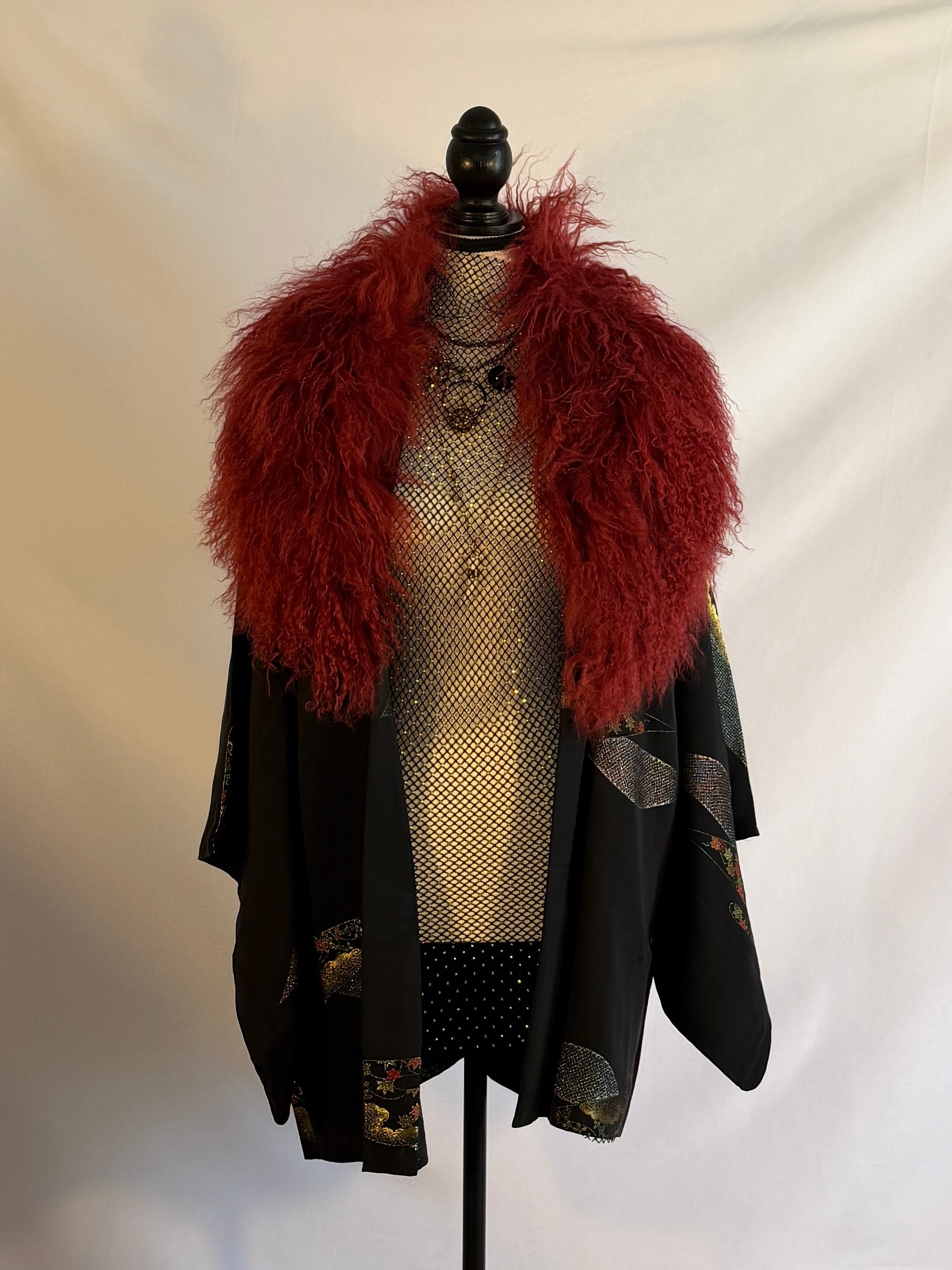 Kimono with Mongolian fur attached